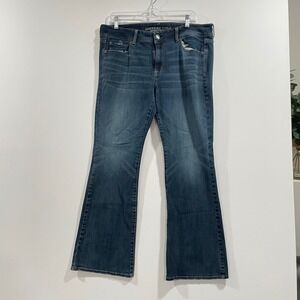 American Eagle Super Stretch kick boot Jeans Blue Womens 14 Short 36x28 Flare